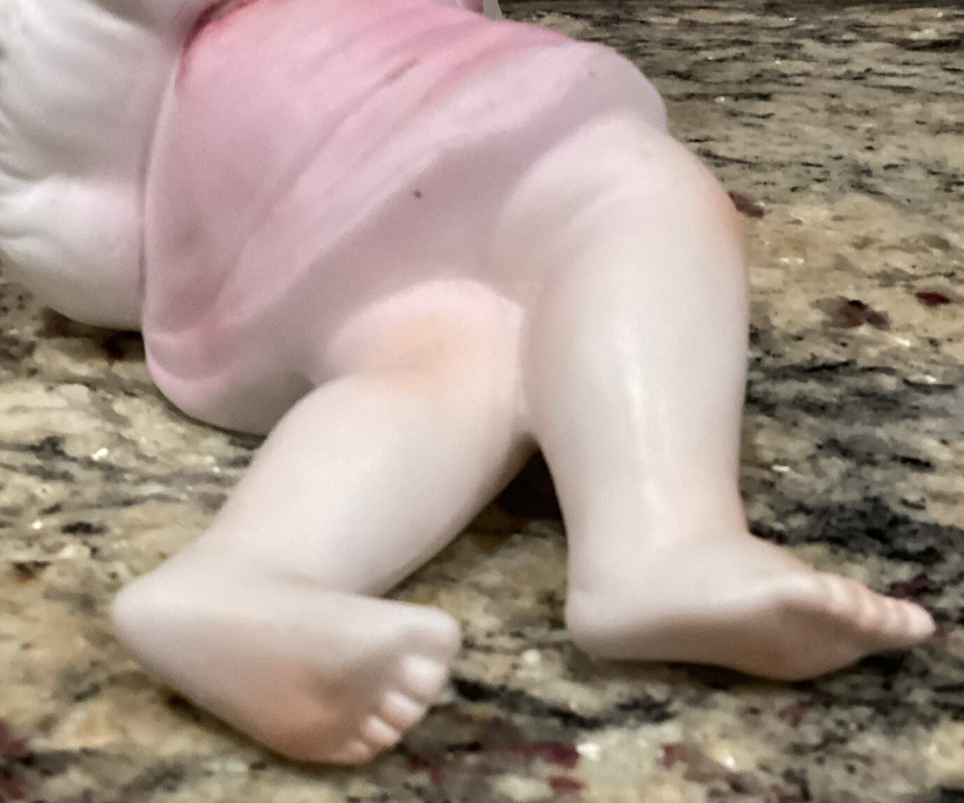 BABY GIRL W KITTEN BISQUE PIANO BABY FIGURINE 6 3/4”L Delicate Fingers No Flaws