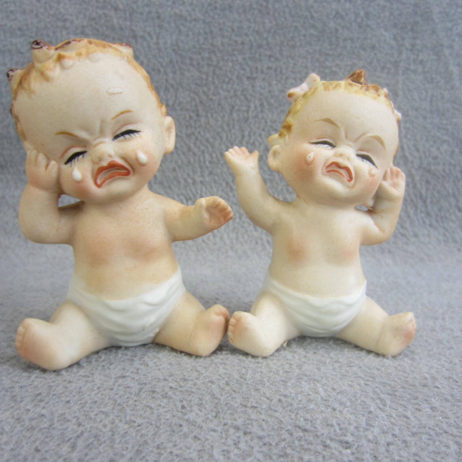 Vintage Crying Babies MCM Figurine LEGO Fine Quality Japan Ceramic Salt Pepper