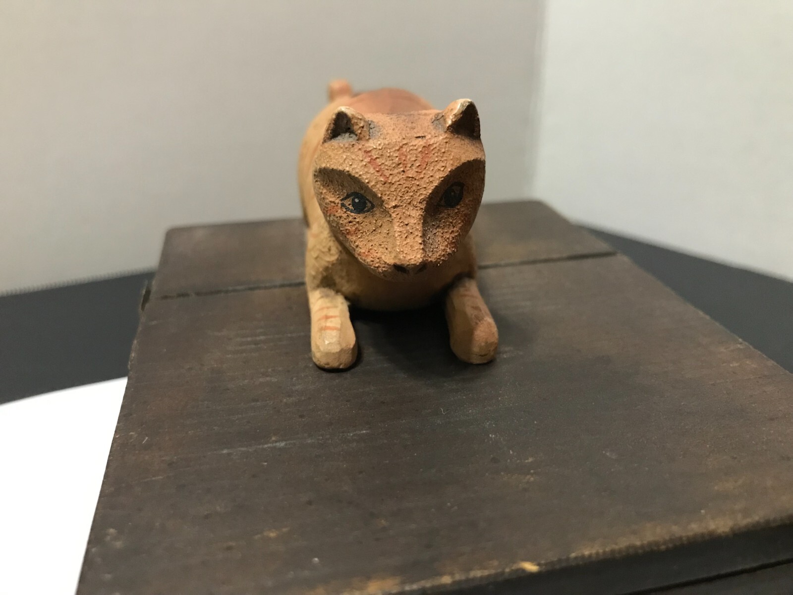 Vintage Anri Mechanical Cat Wood Cigarette Tobacco Holder Box