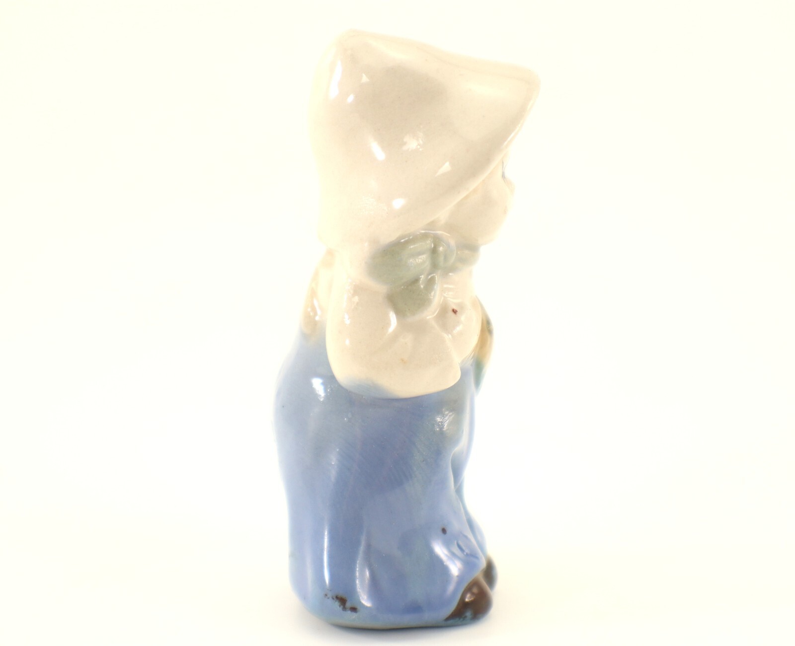 Child Holding Fish Figurine Hand Painted Porcelain 3.5in Vintage