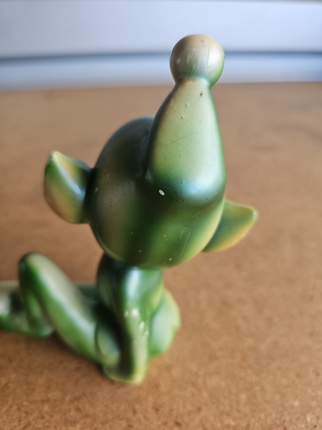 Vintage Bradley Ceramic Pixie Elf Figurine Knee Up 1950s Mid-Century Green Read