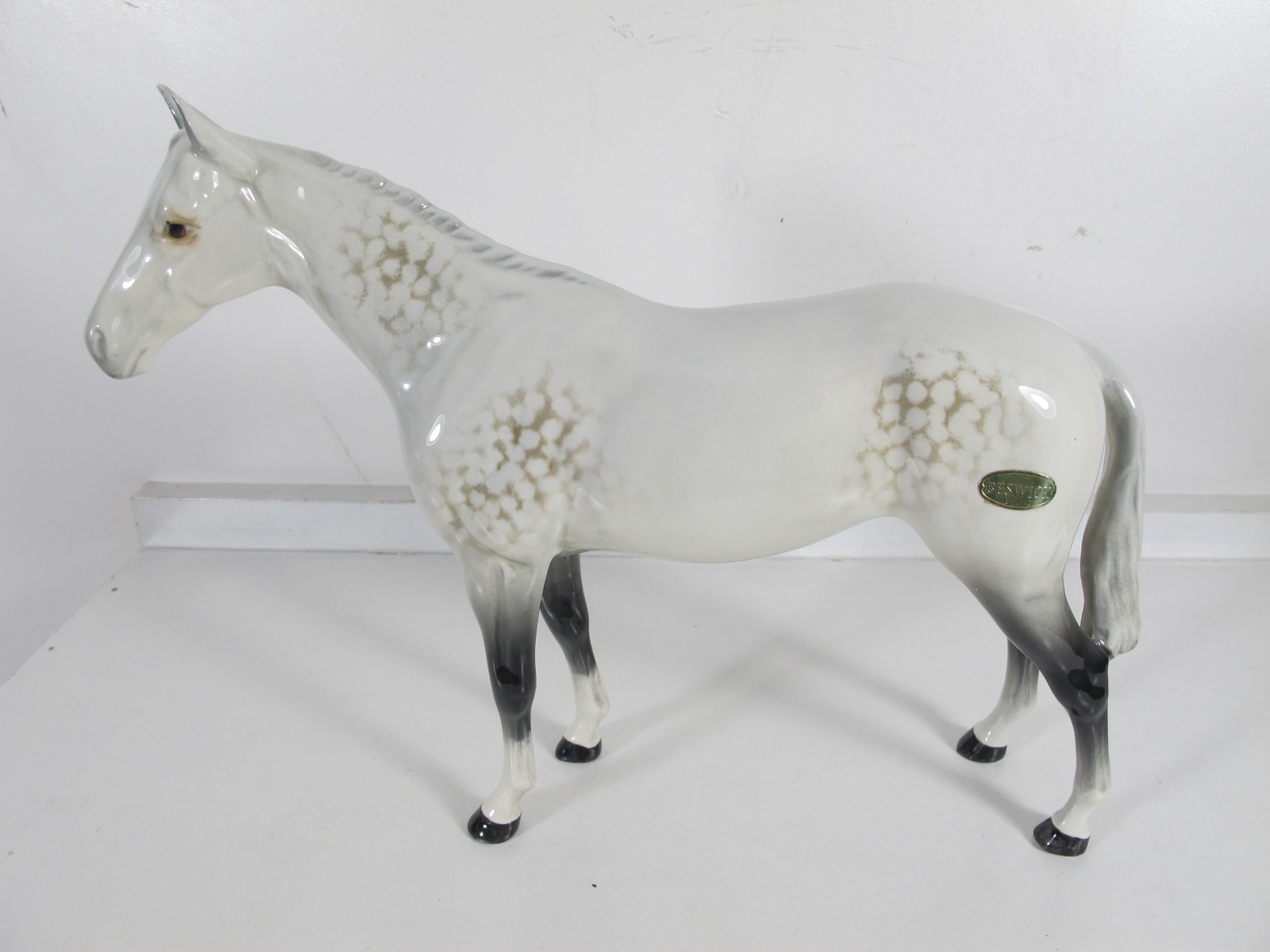 Vintage Beswick Huntman’s Horse Figurine 1484 Colorway Dapple Grey Gloss 8″ x 10