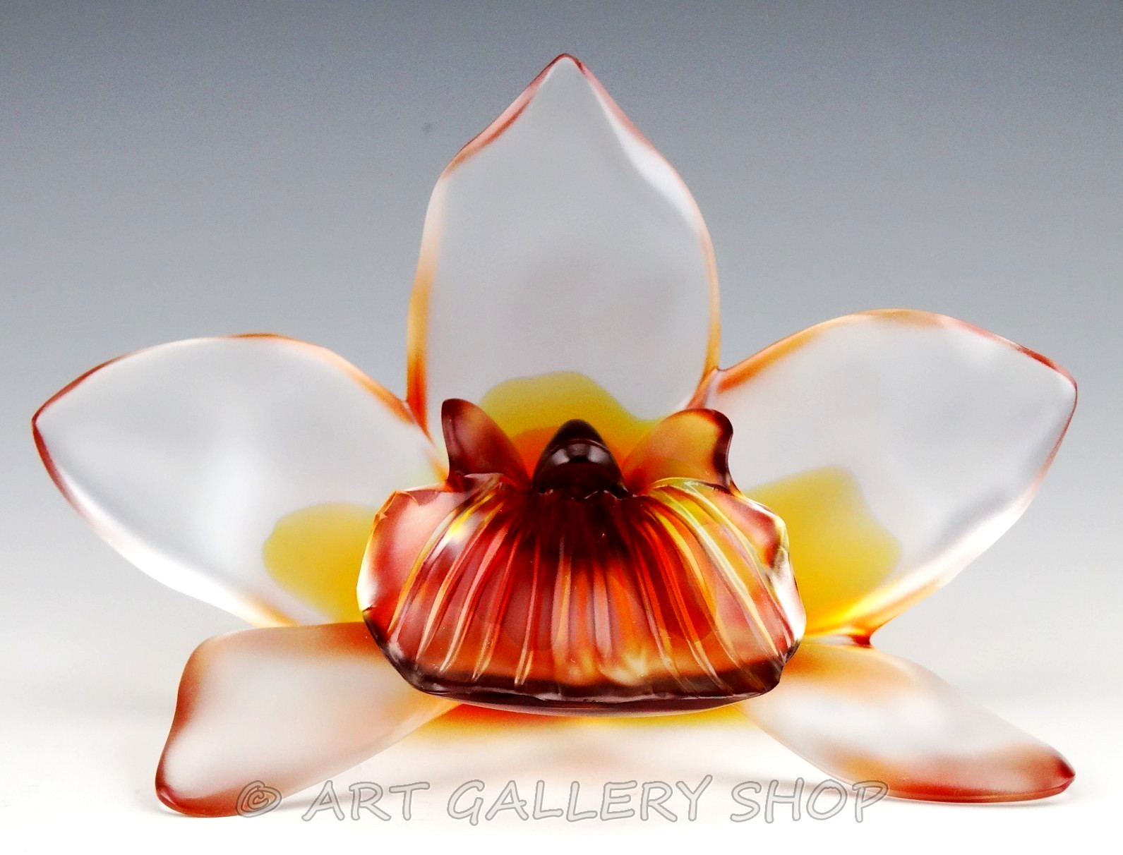 Royale De Champagne France Crystal ORCHID FLOWER PAPERWEIGHT FIGURINE Mint