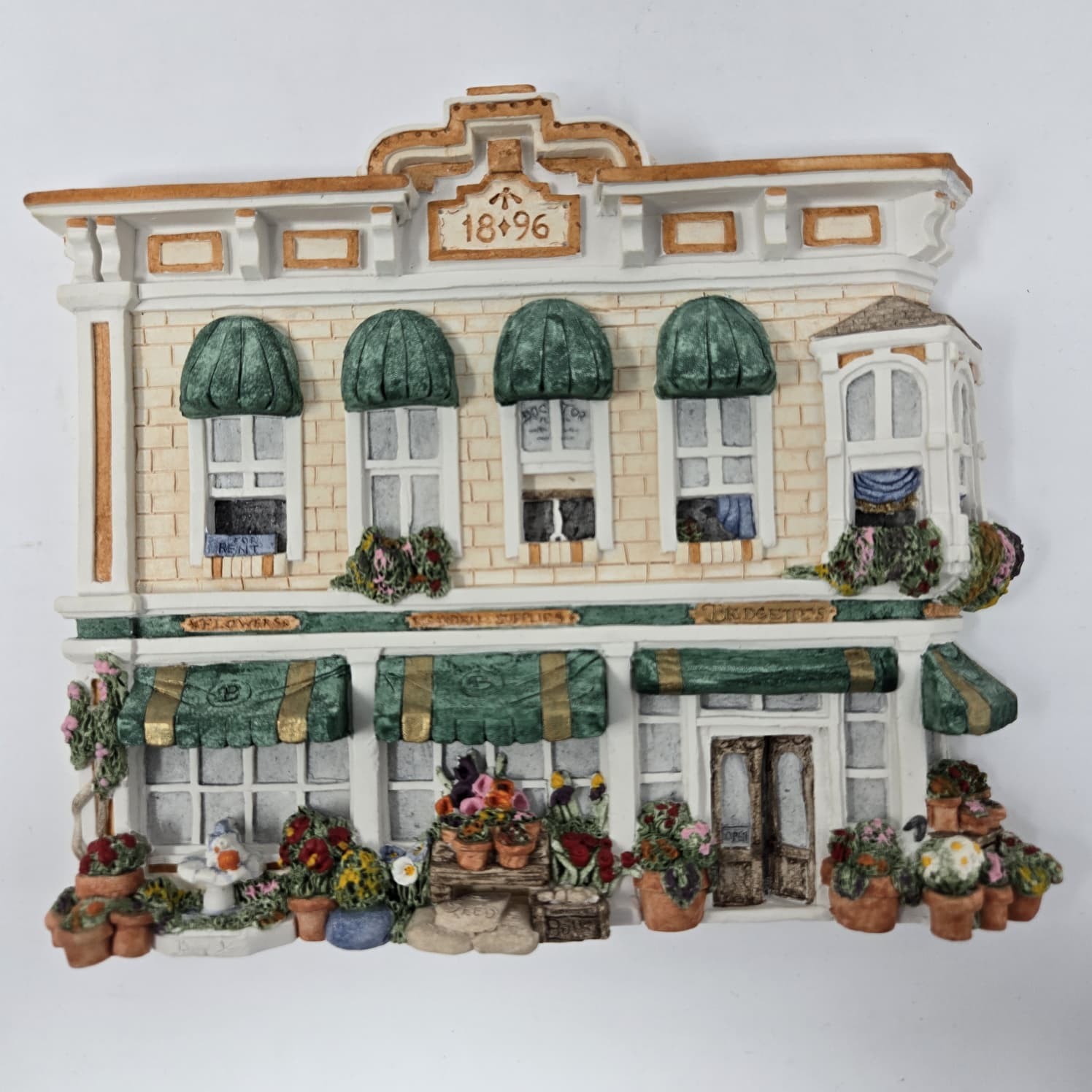 Vintage Brian Baker’s Deja Vu Coll. Wall Decor – “Flower Store”#1145 /w Box &COA