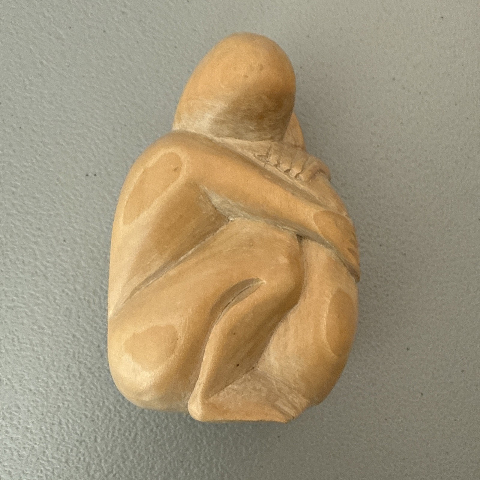 Hand Carved Wooden Sculpture Man And Woman Embracing Small 4″ high Home Decor