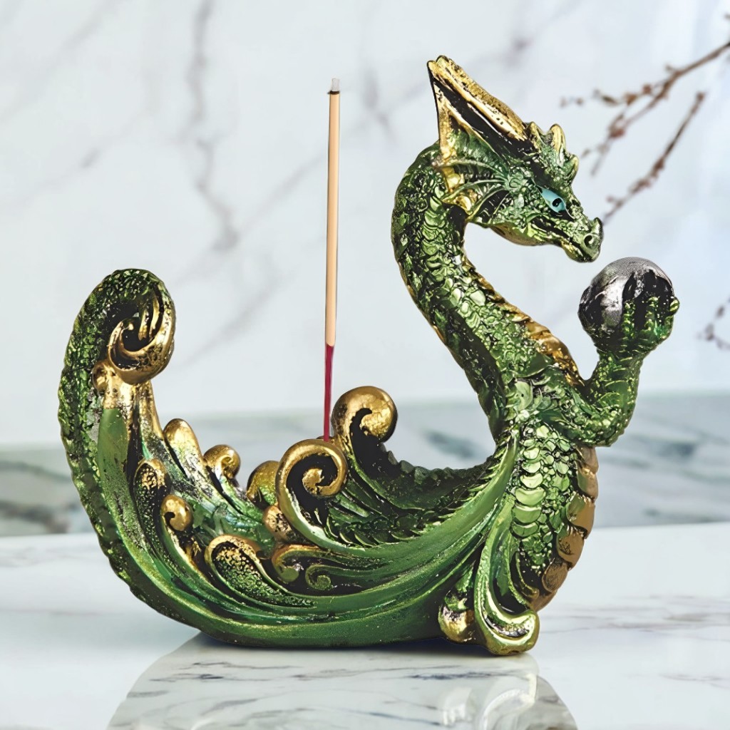 4″H Red Dragon Incense Burner Ornament Home Decor Unique Gift