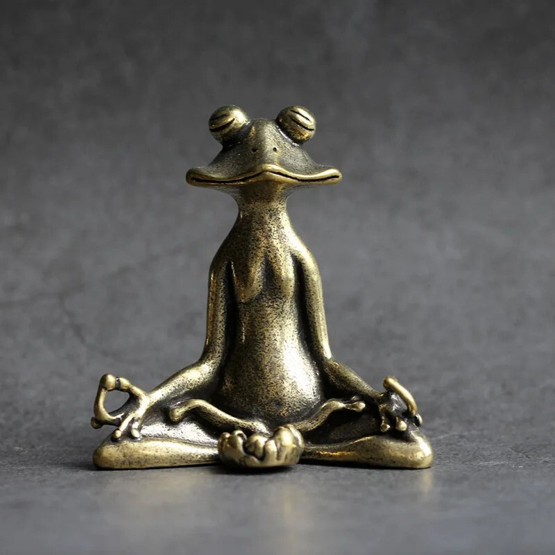 Antique Meditation Zen Frog Statue Ornament Metal Animal Sculpture Incens US