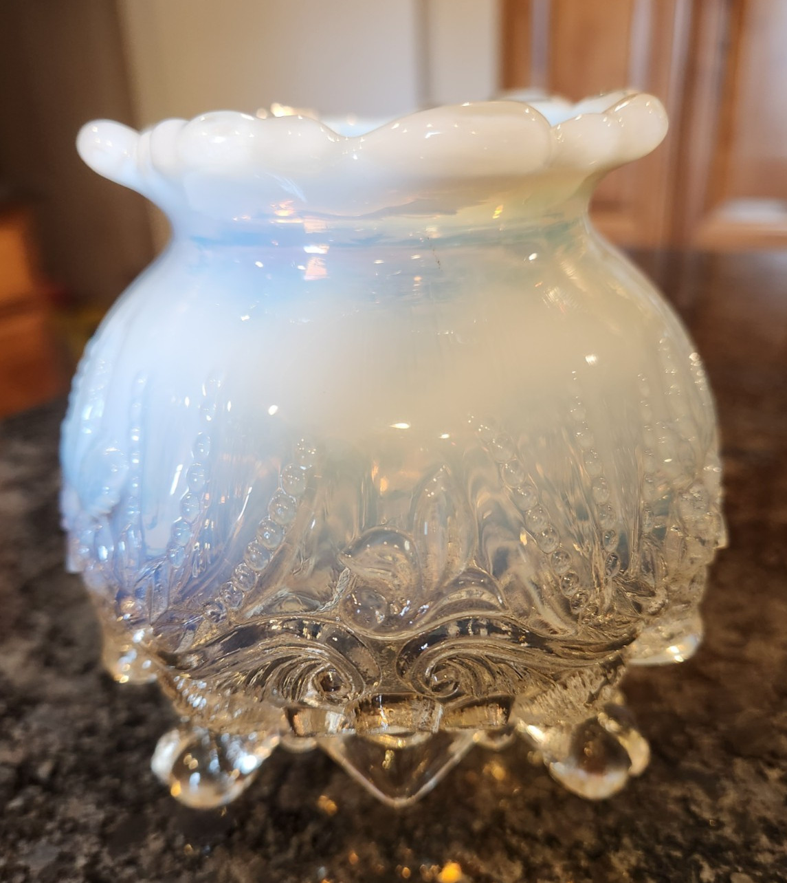 19th Century Antique Sowerby Co. Hobnail Opalescent Glass Piasa Bird Spittoon