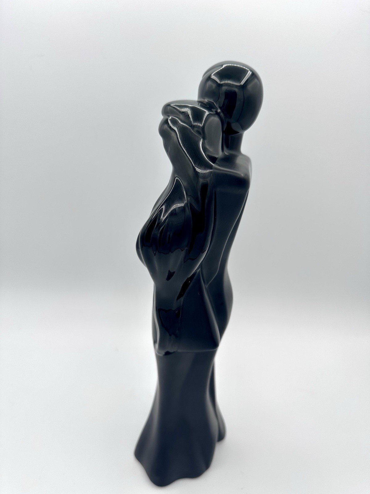 Lindsey B. Style Vintage 1980s Black Art Deco Porcelain Statue Romance Couple