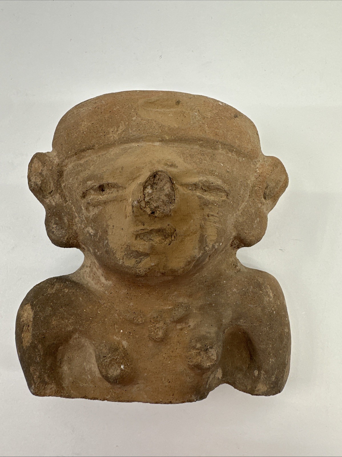 Antique Terracotta Pre Columbian ? Idol Effigy Figure Bust Maya Aztec Tribal