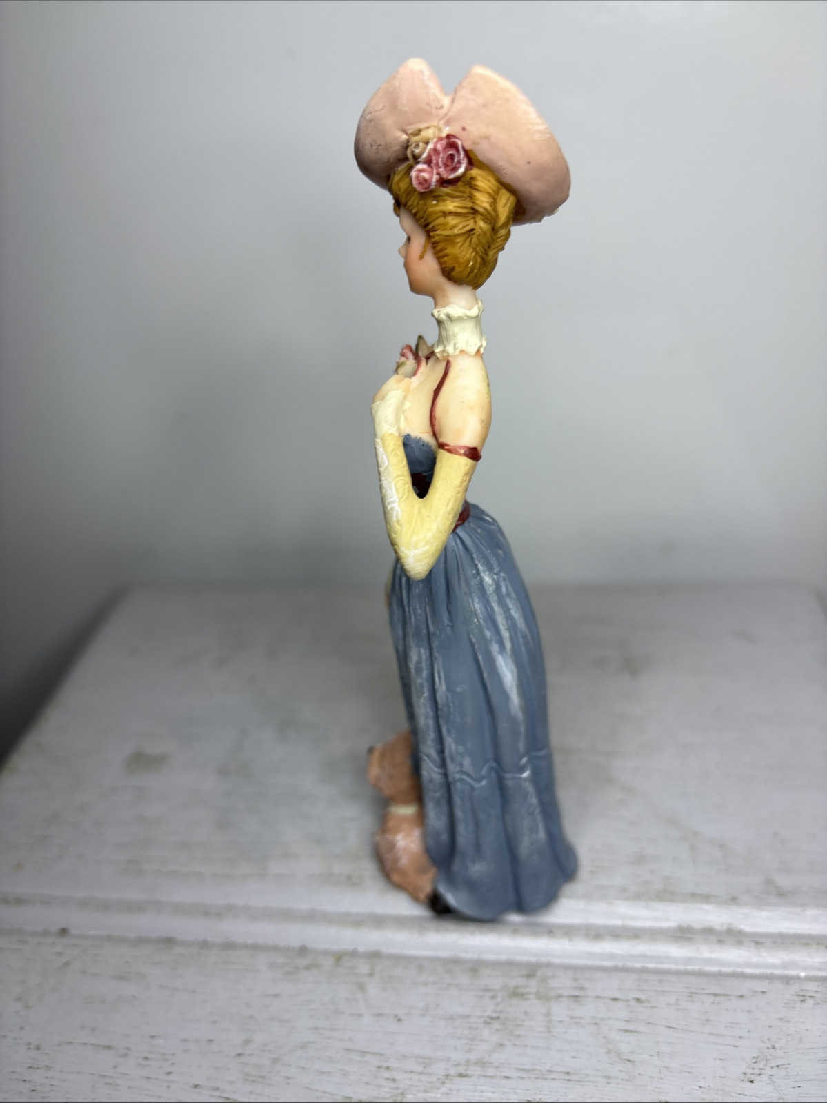 Elegant Lady Figurine Elegantly Dressed With Hat & a Dog Vintage Collectible