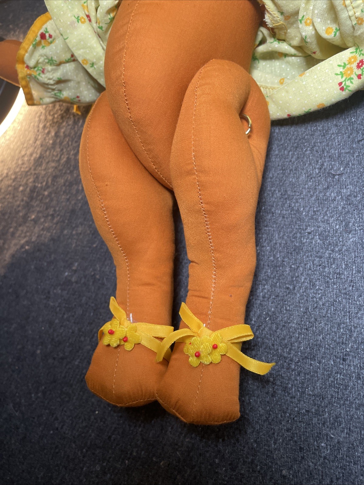 Rabbit Bunny Easter Doll Figurine Shelf Sitter Ceramic Head Spring Yellow