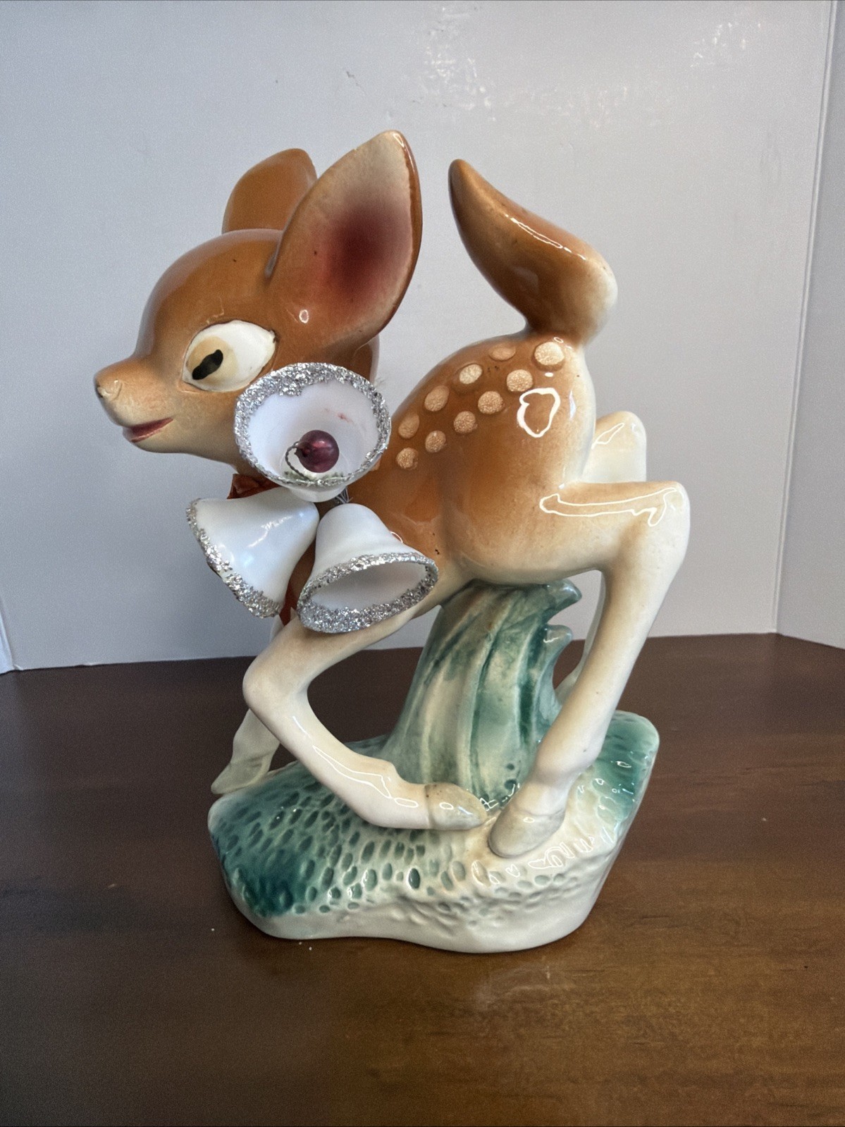 Vintage MCM Ucagco Occupied Japan Christmas Fawn Deer Figurine 7″