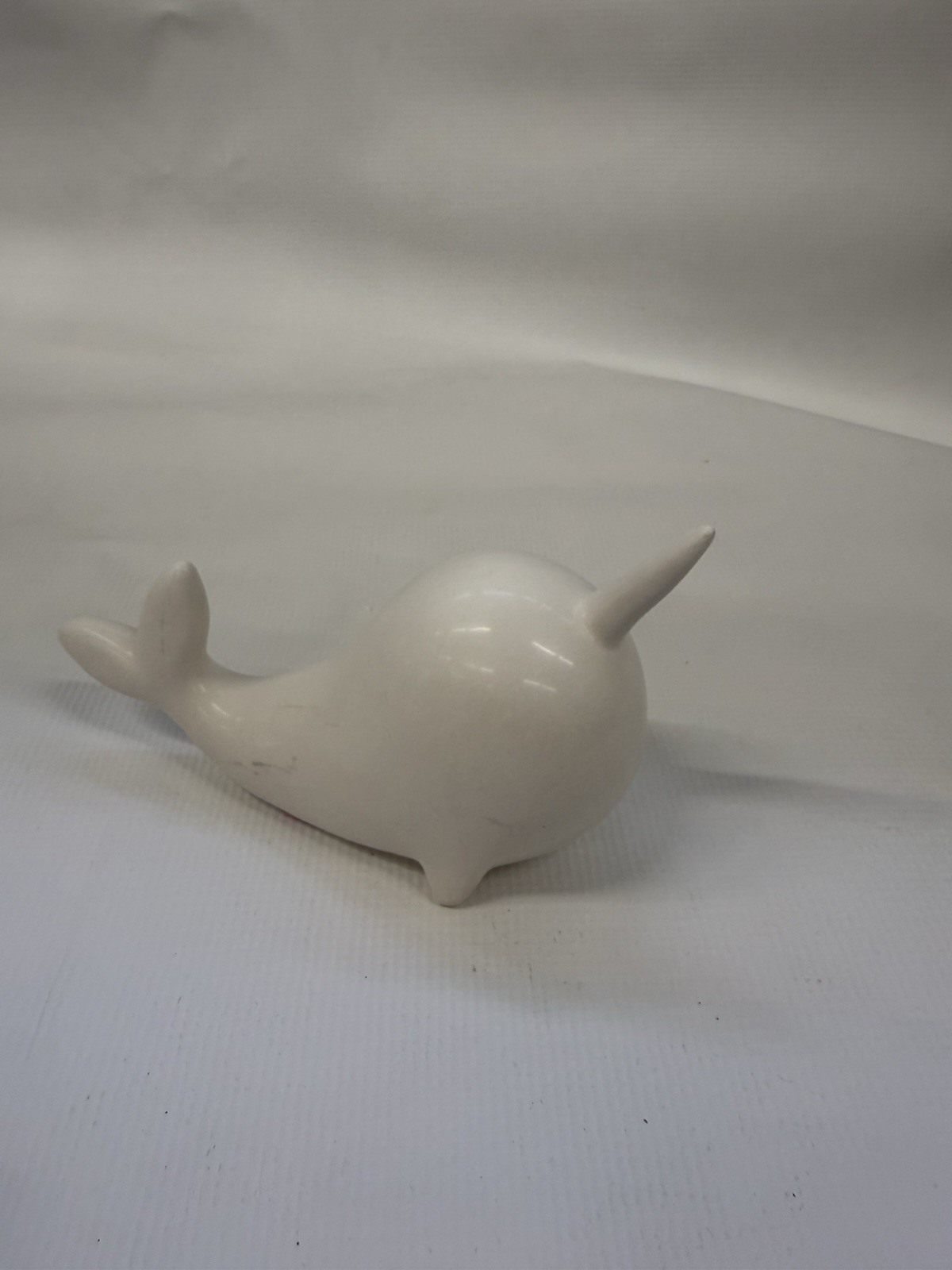 White Narwhal Ceramic Tabletop Sleek Minimalist Decor Figurine Oceanic Charm