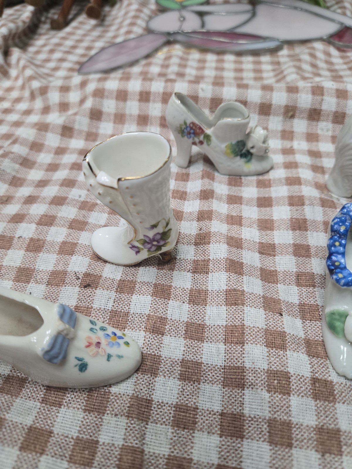 Vintage Miniature Porcelain Shoe Lot of 9 Bone China Japan Taiwan Figurine Boot