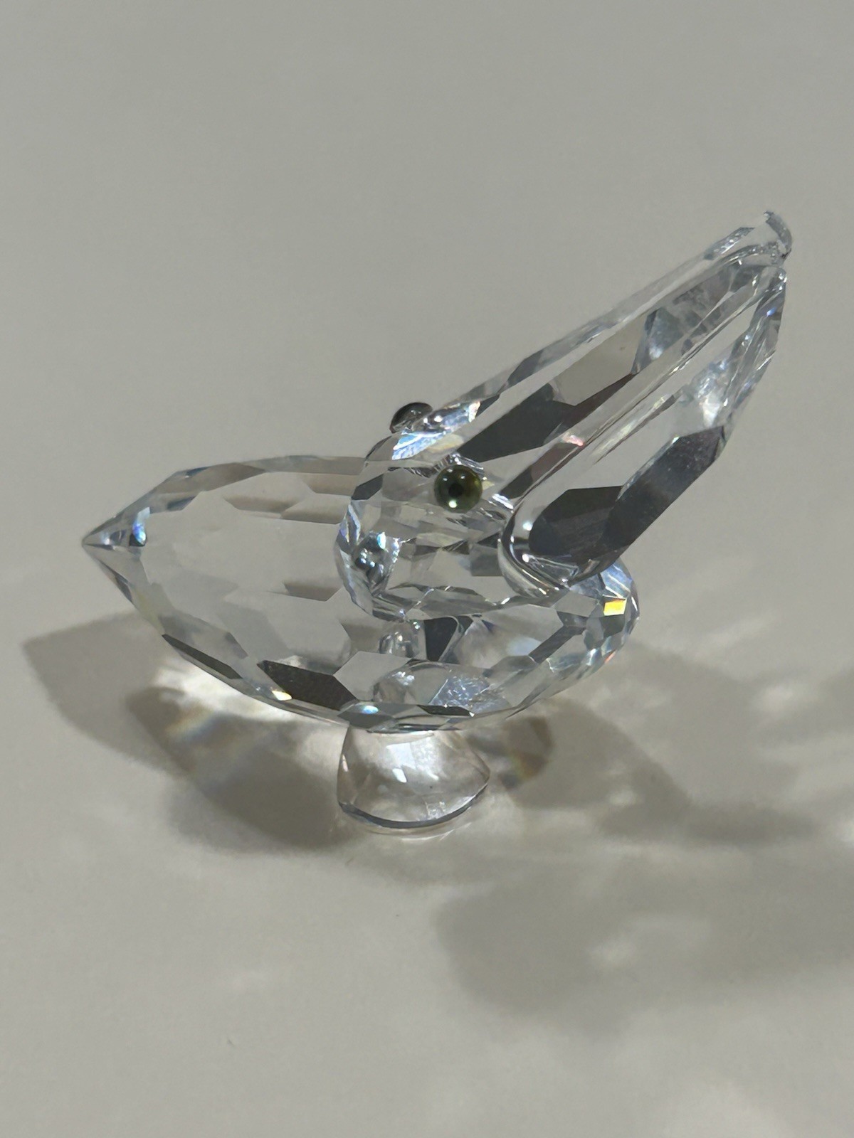 Swarovski Crystal Pelican Figurine Beauties of the Lake Green Eyes Retired