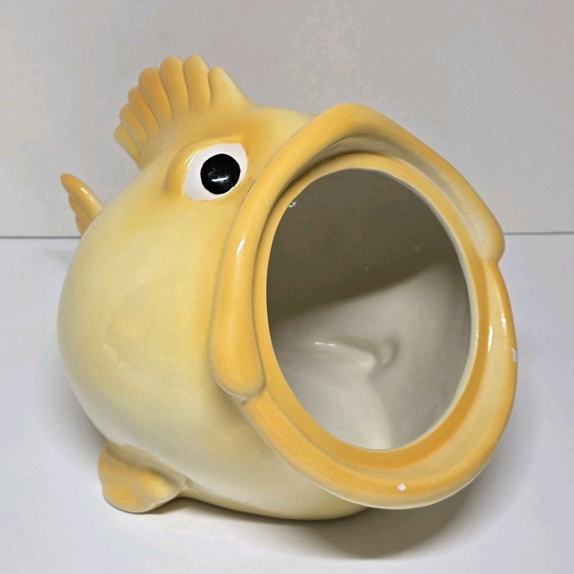 SCIOTO Yellow Ceramic Fish Figurine Hand Painted Glossy 1999 Animal Decor