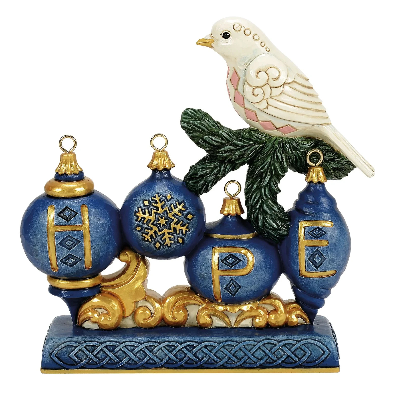 Jim Shore BLUE AND GOLD HOPE DOVE FIGURINE-PEACEFUL PERCH 6017042 BRAND NEW