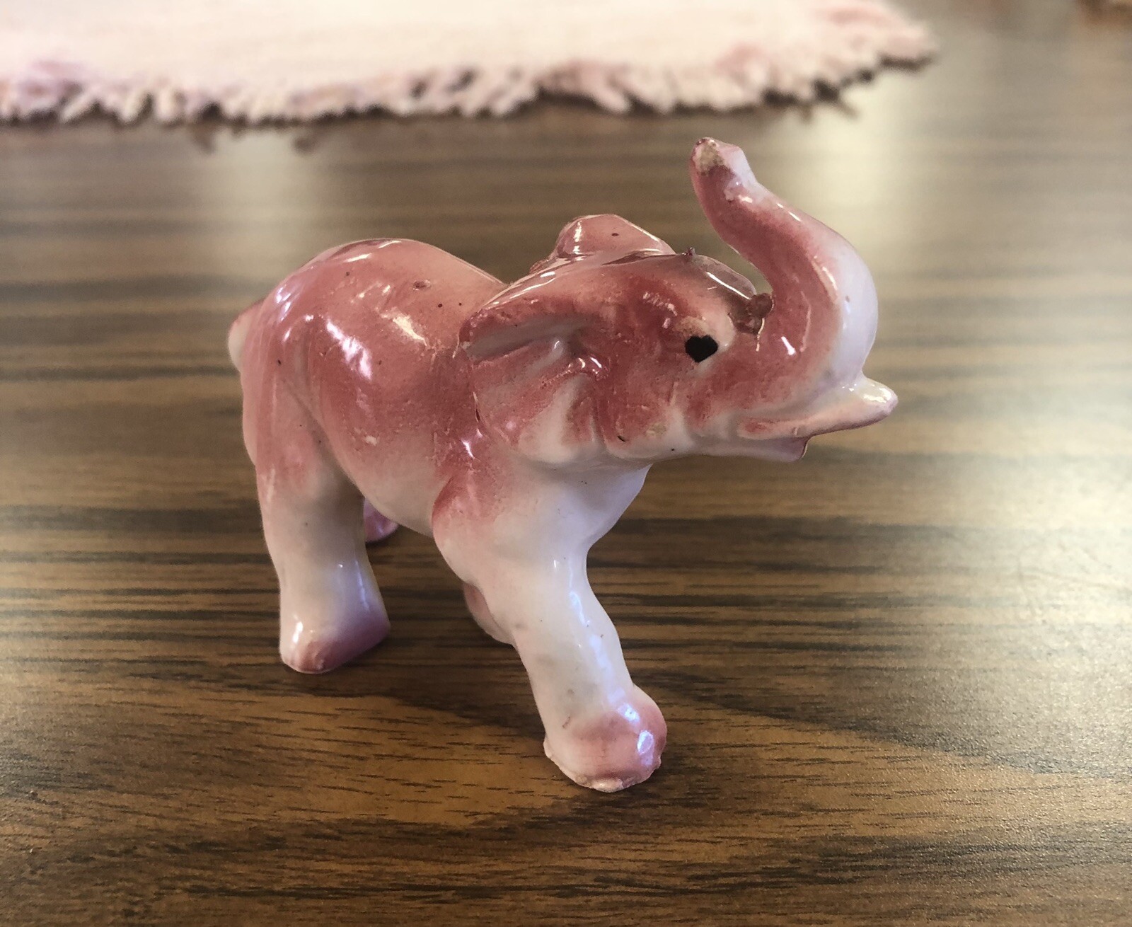 Vintage Elephant Pink Glazed Ceramic Anthropomorphic Traditional Japanese 3.5”