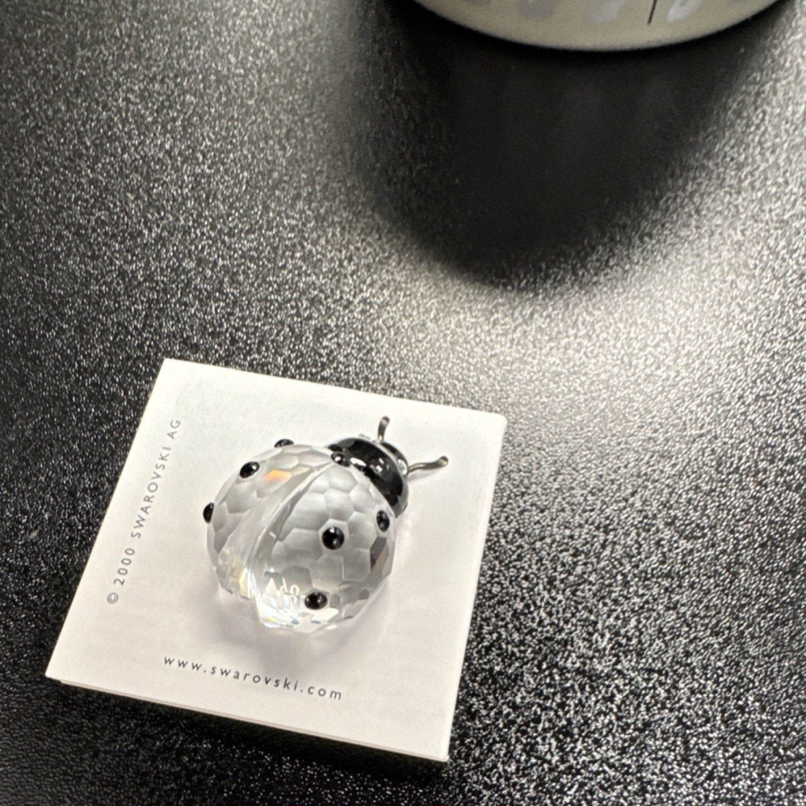 Swarovski Silver Crystal Ladybug Figurine Clear Black Boxed with Certificate