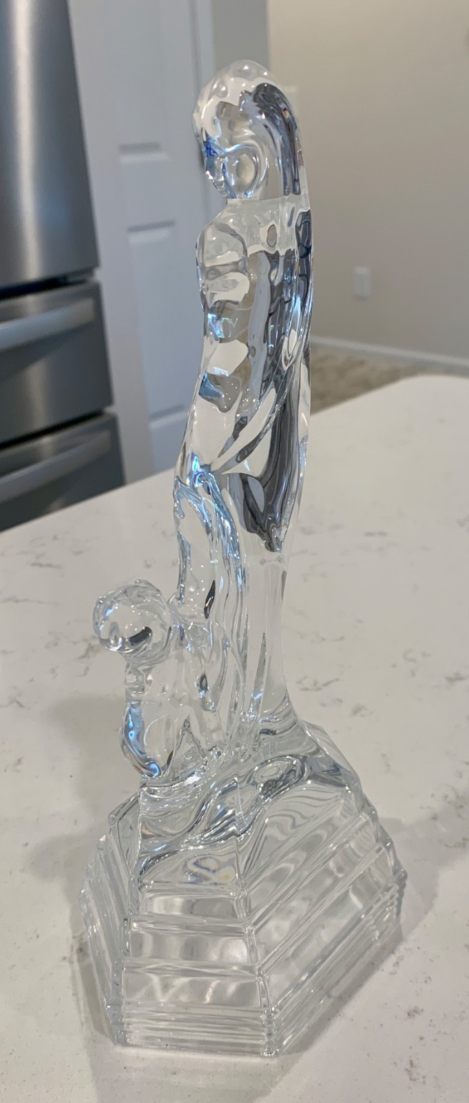 RCR Royal Crystal Rock Crystal Mother and Child Standing 10″ Sculpture Statue…