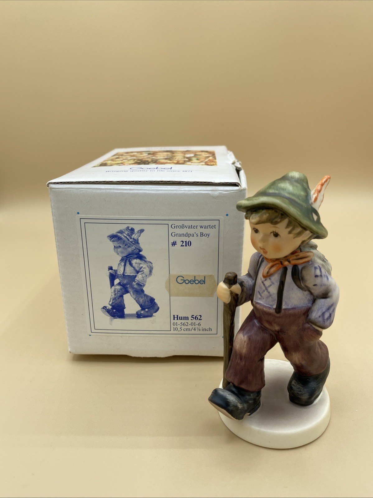Vintage HUMMEL GRANDMA’S BOY” #562 w/ BOX & COA ~ FIRST ISSUE. 4 1/8 In.