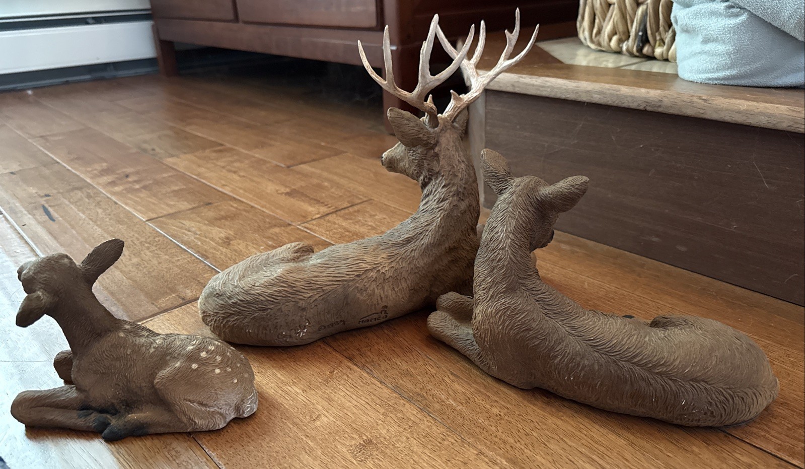 Vintage Homco Deer Family 1984 Buck Doe Fawn Resin Farmhouse Man Cave Cabin USA