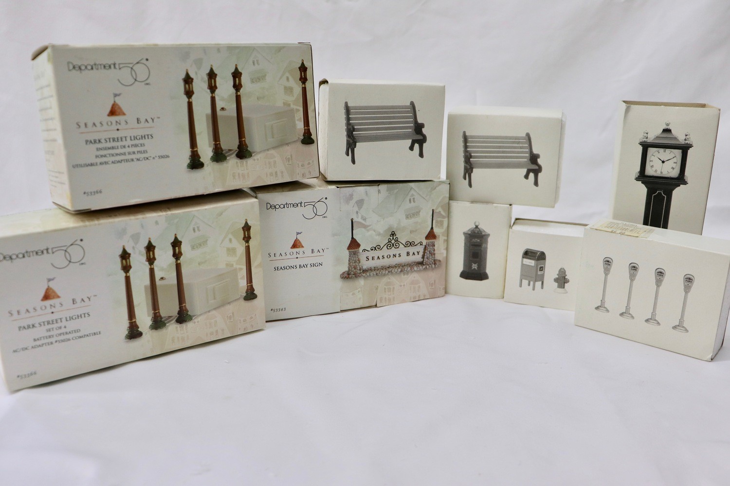 Dept 56 Season’s Bay Village Accessories Streetscape Lot 9pc Boxed