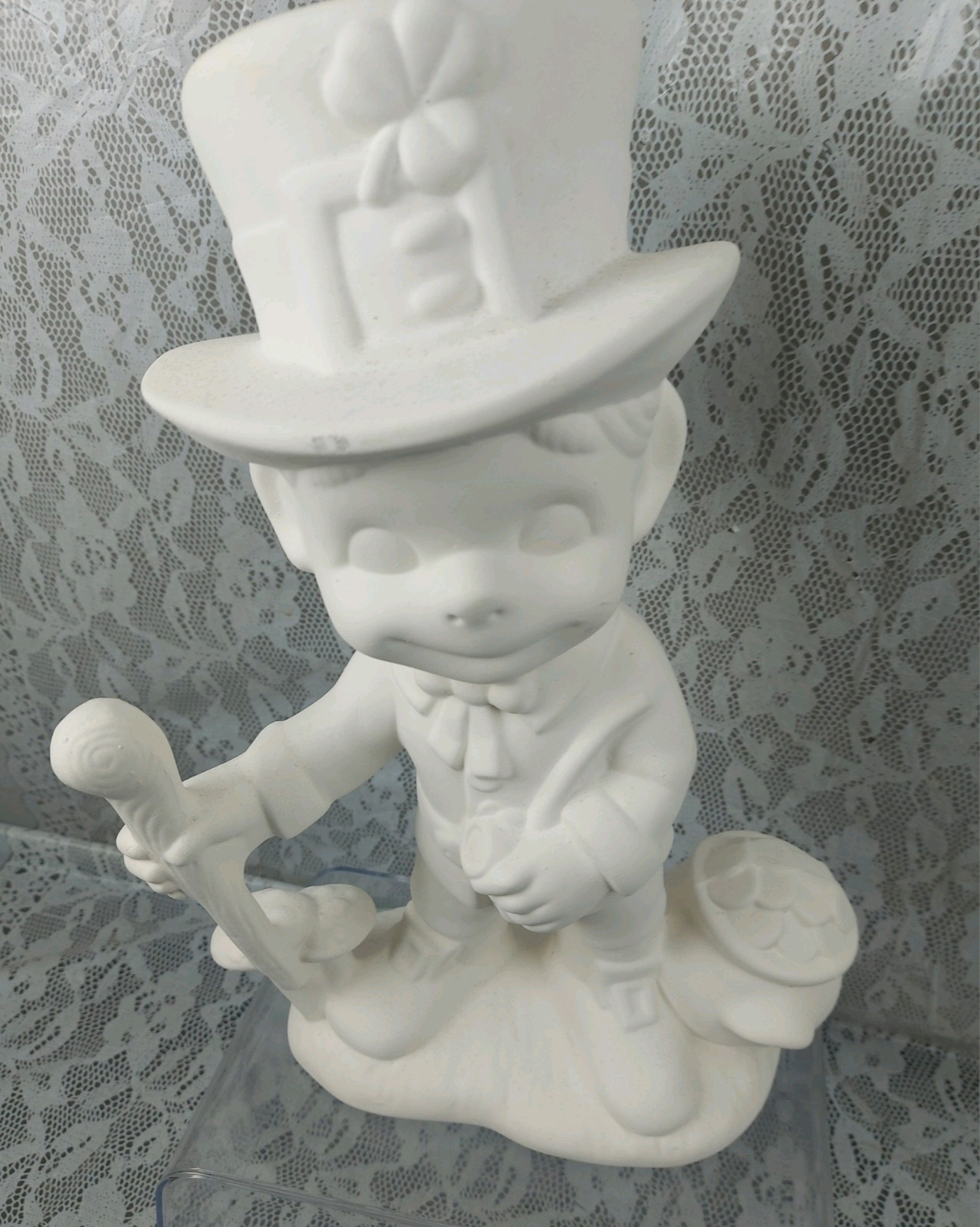Atlantic Mold Smiley Leprechaun St. Patrick’s Ceramic Unfinished Statue 14″ VTG