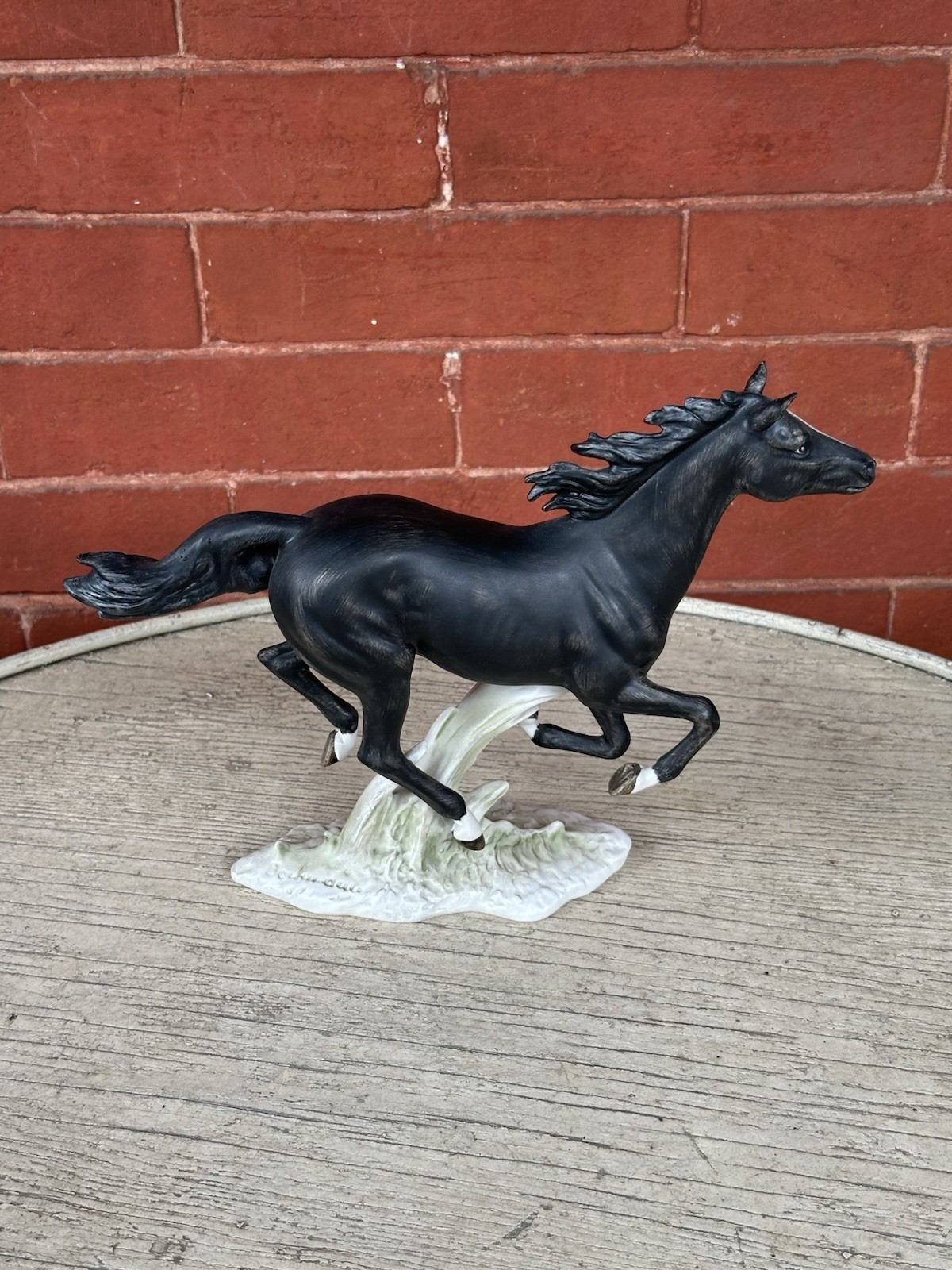Geobel Gerhard Bachmann Black Horse Figurine Vintage 1972 Matte Porcelain