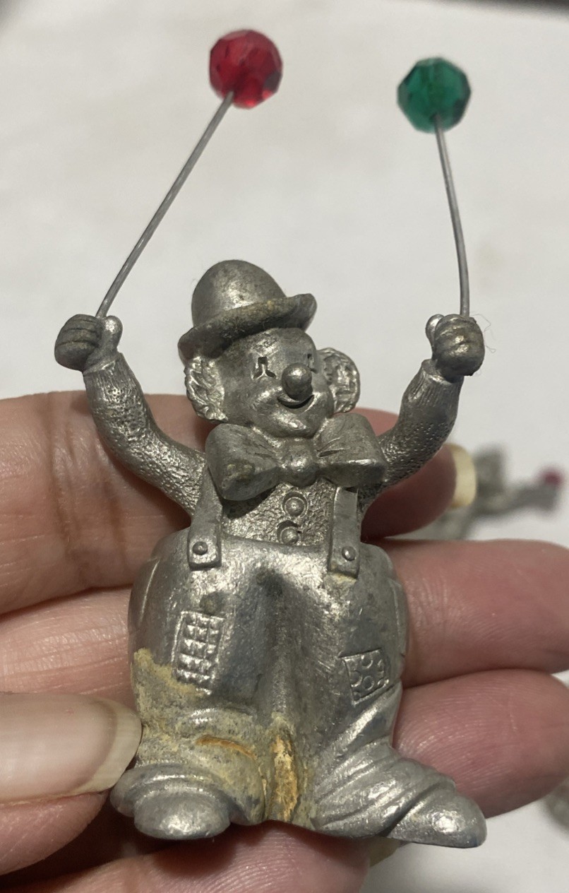 Spoontiques pewter with swarovski crystals . Circus Clown Figurines Set of 7