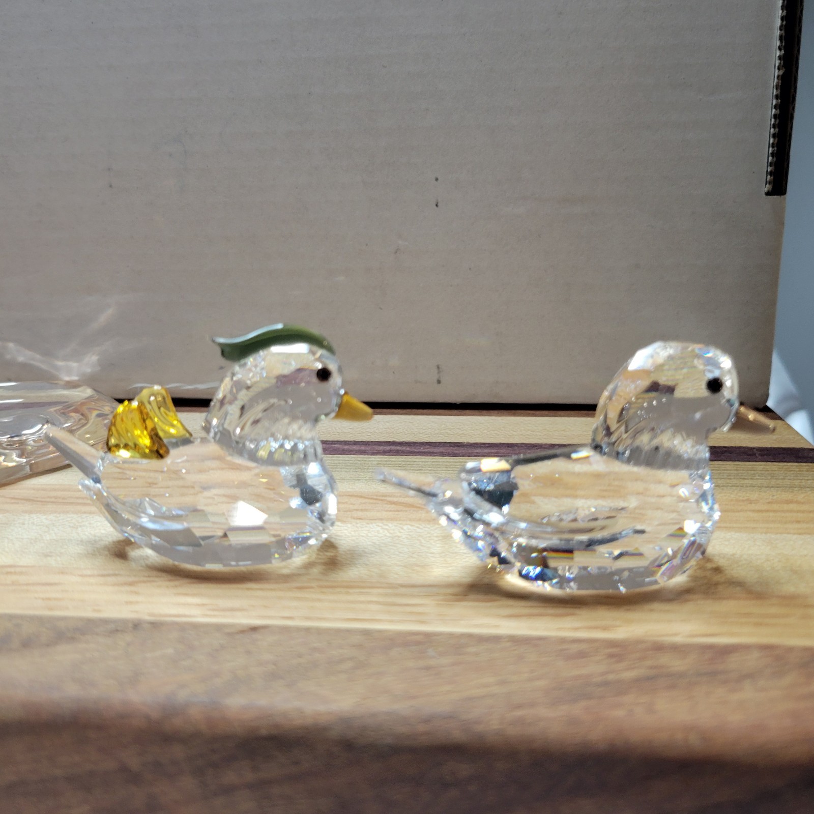 Retired Swarovski Mandarin Ducks (item #858736) 3 piece set 2 ducks 1 pond