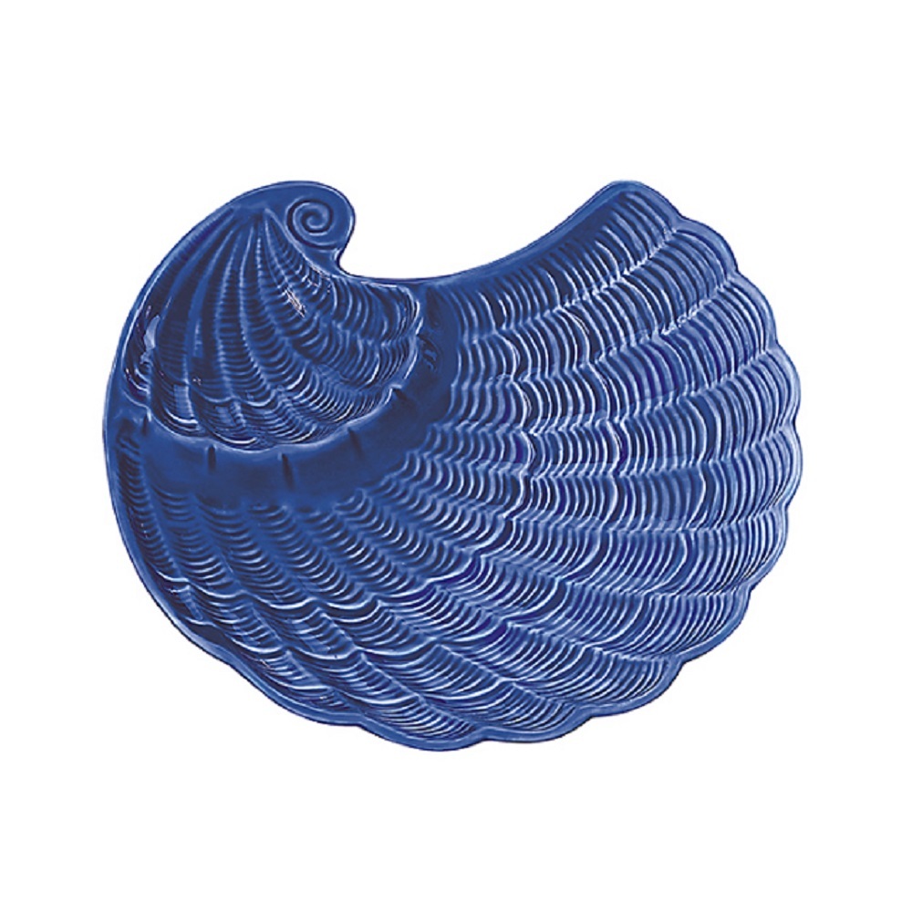 Andrea SADEK Ceramic 10.5″L Nautilus Shell Chip Dip Bowl Cobat Blue #21378 NIB