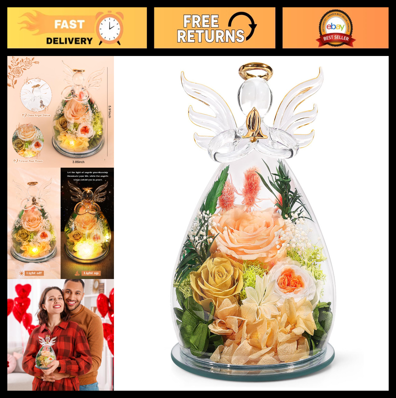 Forever Rose in Glass – Preserved Colorful Flowers, Perfect Gift for Mom & Women