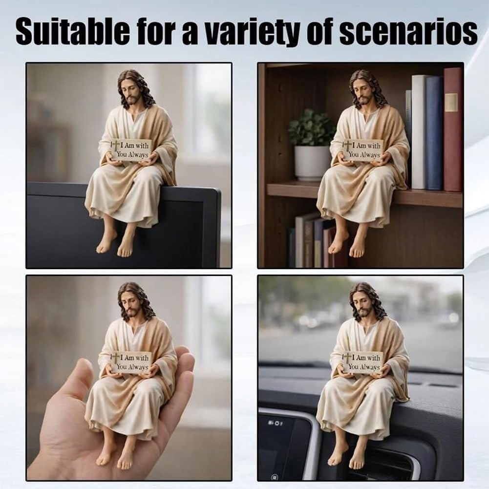 Sitting Jesus Christ Statue Religious Resin Jesus Figurine I am with you always