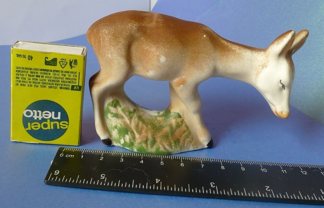 Antique Latvia Porcelain Bisque Figurine Animal Roe Deer Donkey Collectibles