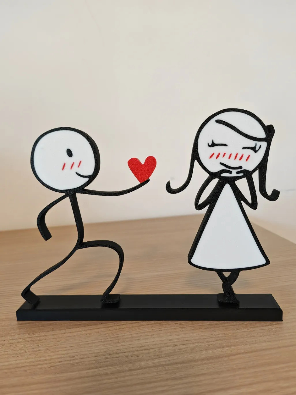 Stick Figure Couple Proposal Figurine Love Heart Sculpture Romantic Anniversary
