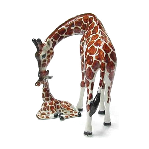 ✤ New NORTHERN ROSE Porcelain Figurine GIRAFFE & BABY Little Critterz Figure Art
