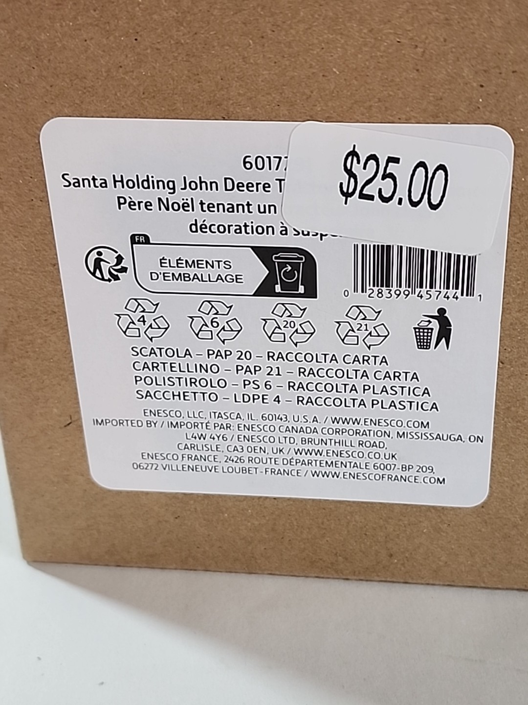 Jim Shore JOHN DEERE SANTA WITH TRACTOR HANGING ORNAMENT 6017291 Jumping Dear