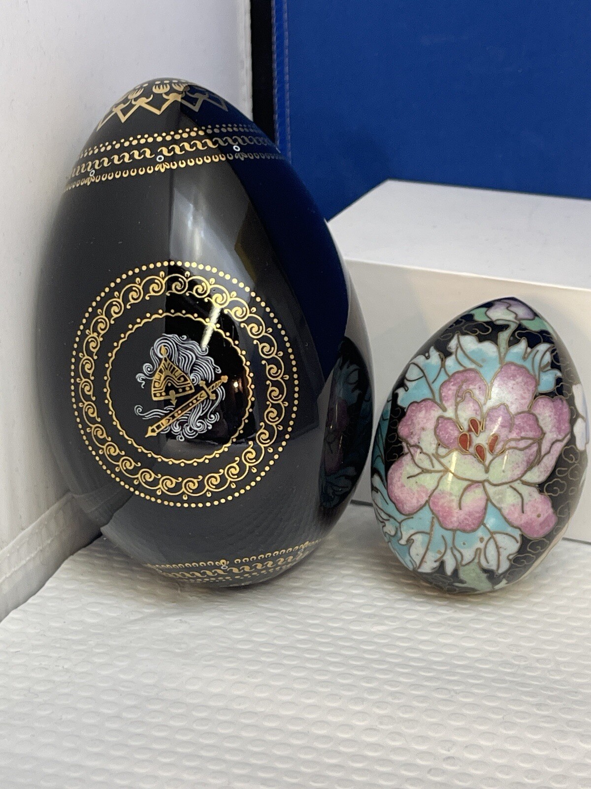 RUSSIAN FAIRY TAIL PORCELAIN EGG SIGNED NUMBERED & SMALL UNMARKED EGG