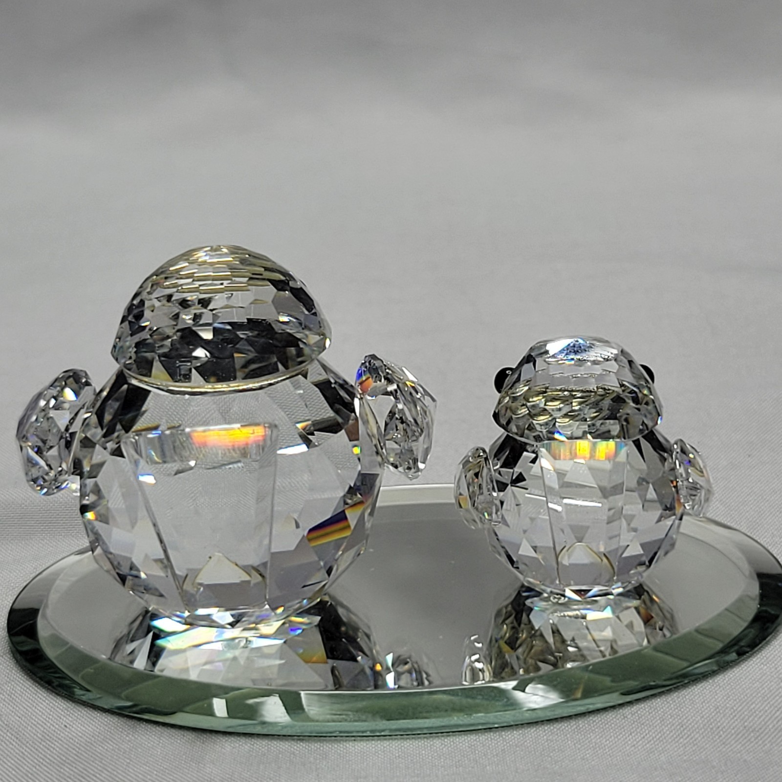 Swarovski Silver Crystal Sparrows Pair Metal Beaks 1 large 1 small w/ mirror