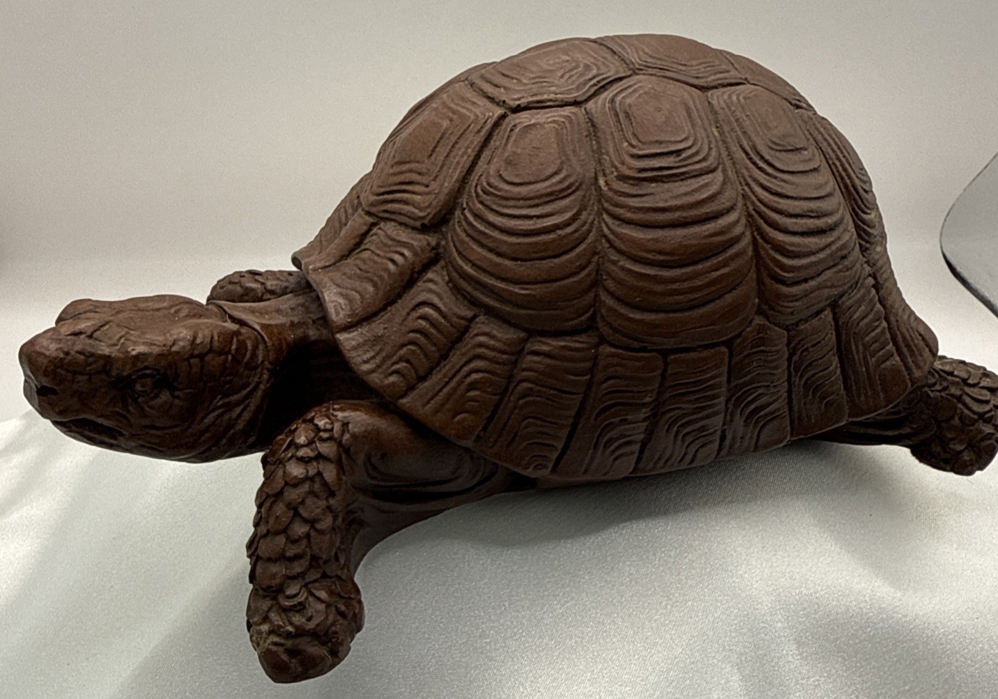 Vintage Red Mill Turtle Figurine Carved Faux Wood Brown Handcrafted USA Signed