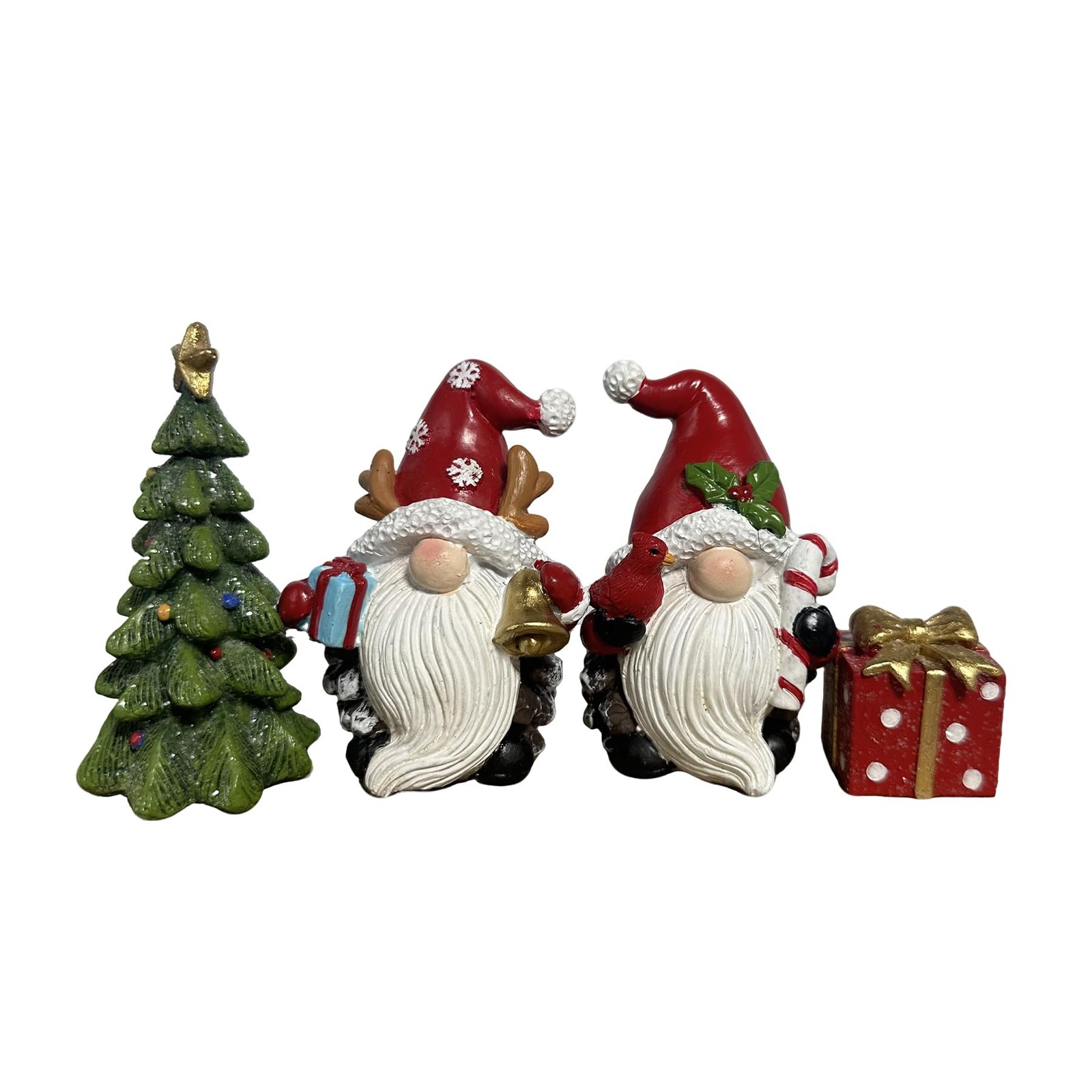 Handmade Christmas Resin Gnome Set with Mini Tree & Gift Box, Holiday Present…