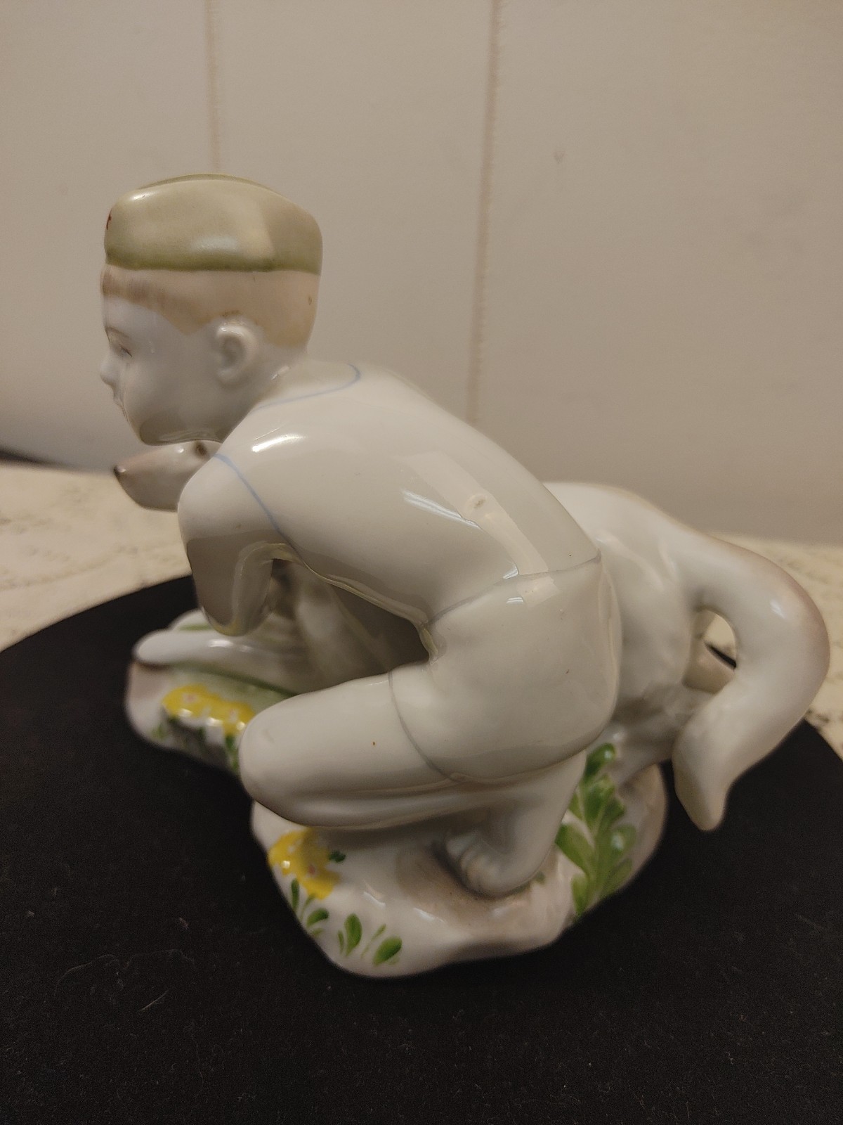 50’s Russian Soviet Porcelain Figurine Young Border Guard Boy Dog Leningrad LFZ