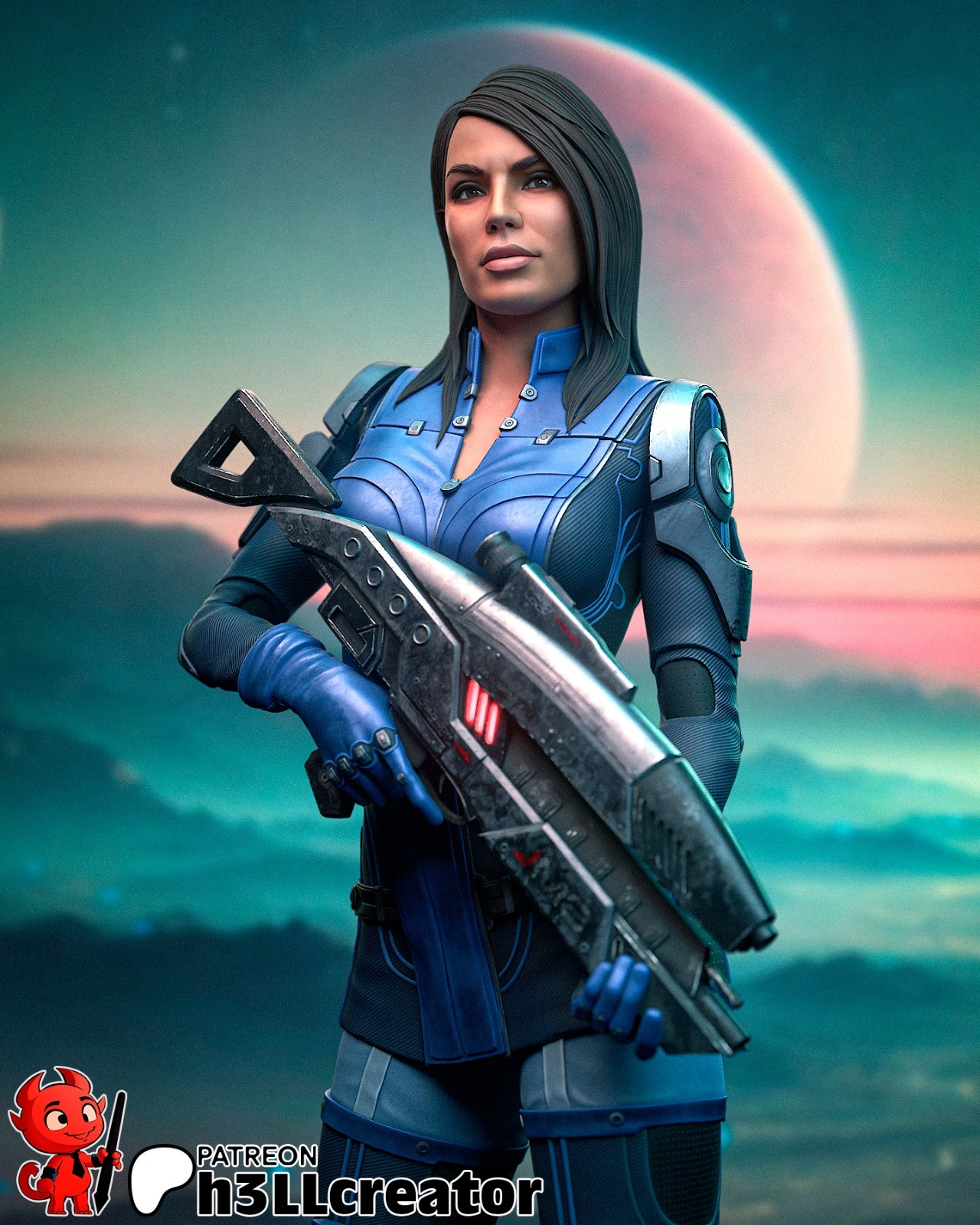 Ashley Williams Figurine Mass Effect Hand Painted Model / DIY Kit 7 pcs