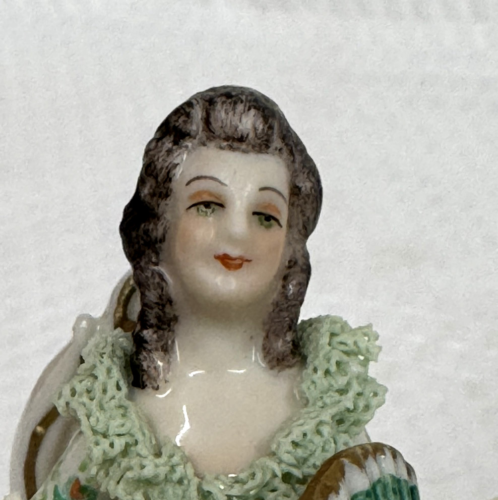 Vintage Volkstedt MV~IRISH DRESDEN ~ELIZA~LACE Figurine~MZ Emerald Collection