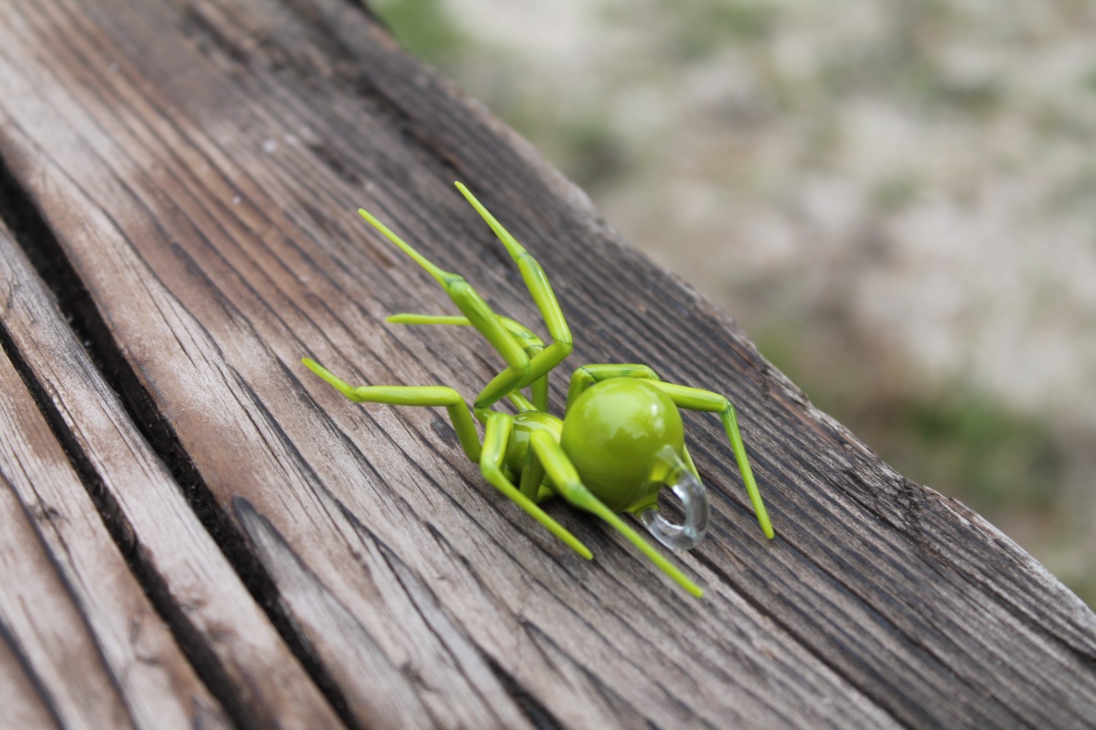 Olive Green Pendant Spider Animals Glass, Hanging Blown glass Spider, blown glas