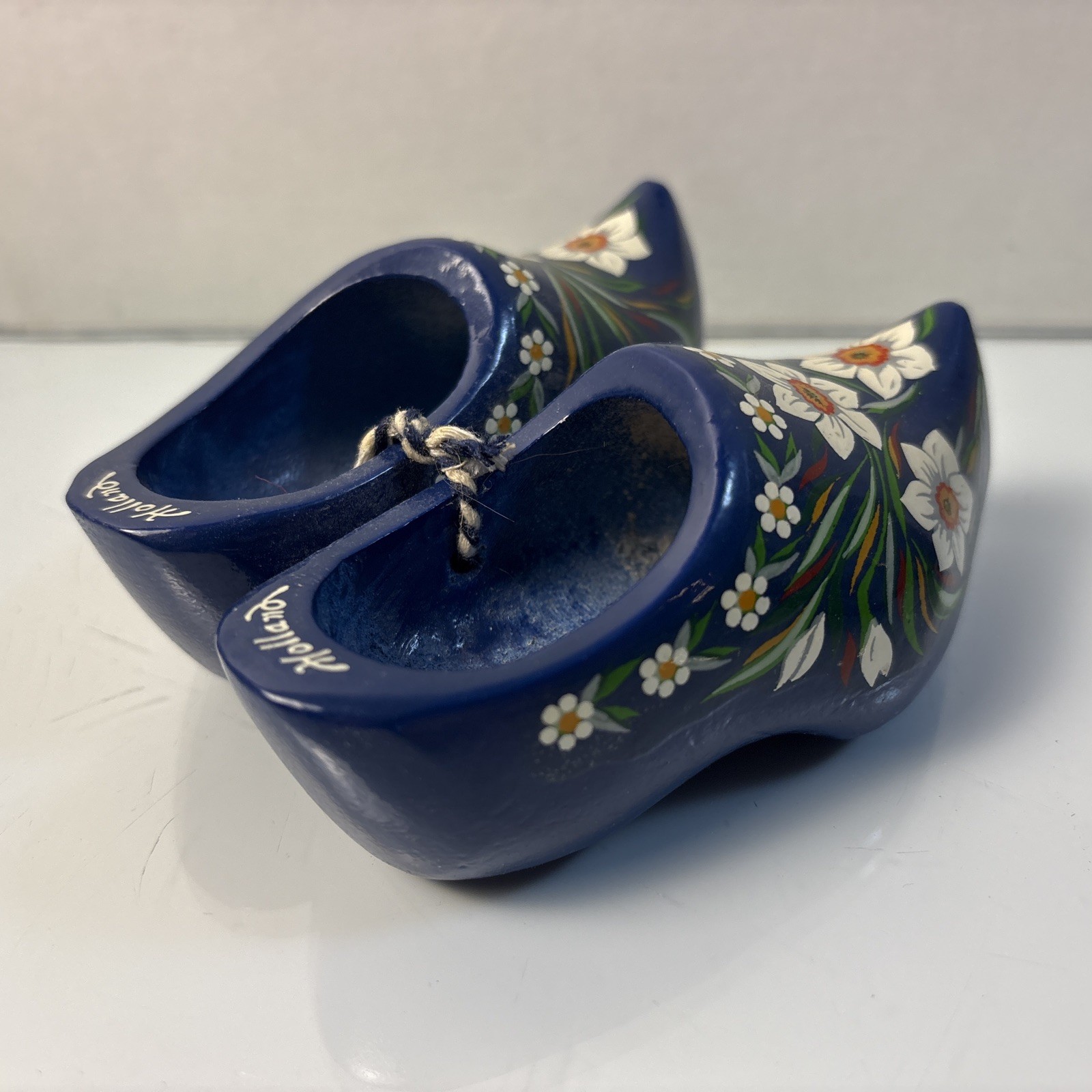 Holland Wooden Shoes Miniature Blue Floral Decor 4x4x1.75 Clomps