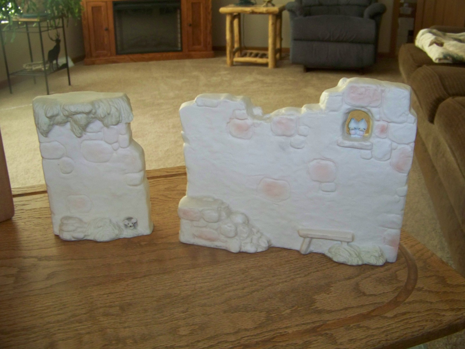 NATIVITY PRECIOUS MOMENTS 2 Section Manger Wall Set Accessory #E-5644 EXCELLENT!