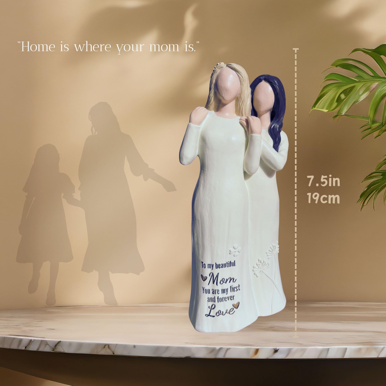 Mother Daughter Embracing Sculpted HandPainted Figurine 7.5 Inch Gift Fit